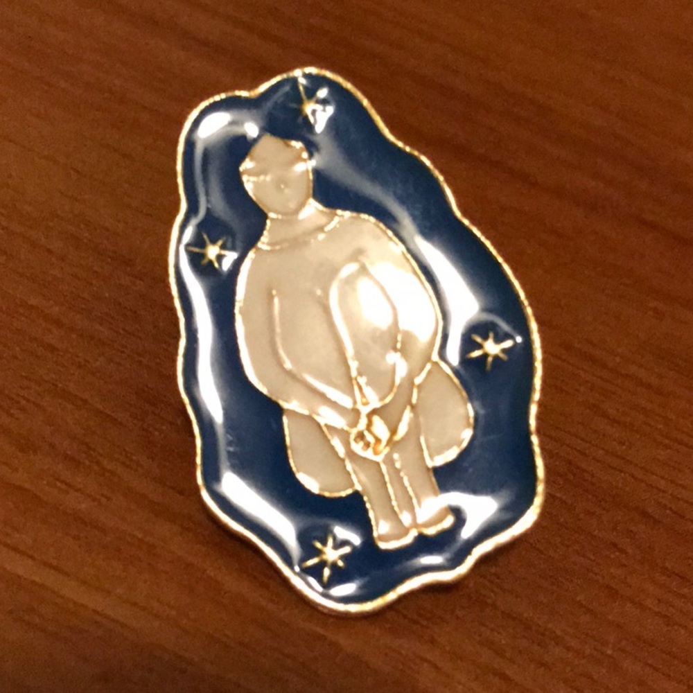 Enamel Pin Pretty Girl with Stars in Her Blue Hair